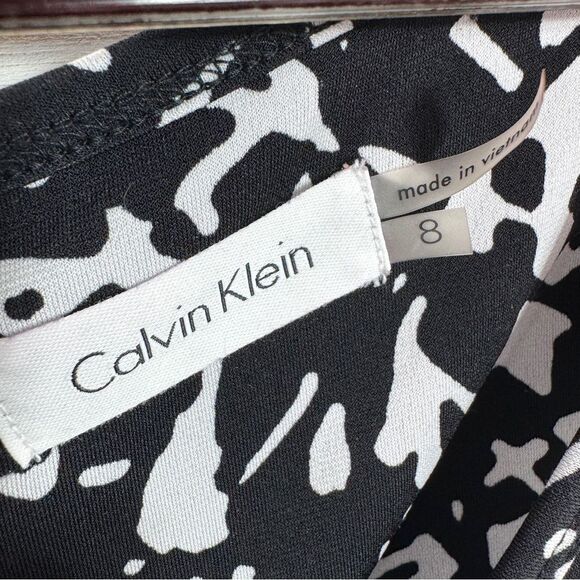Calvin Klein Abstract Print Elastic Waist Wide Leg Sleeveless Jumpsuit Black 8 - Picture 10 of 13